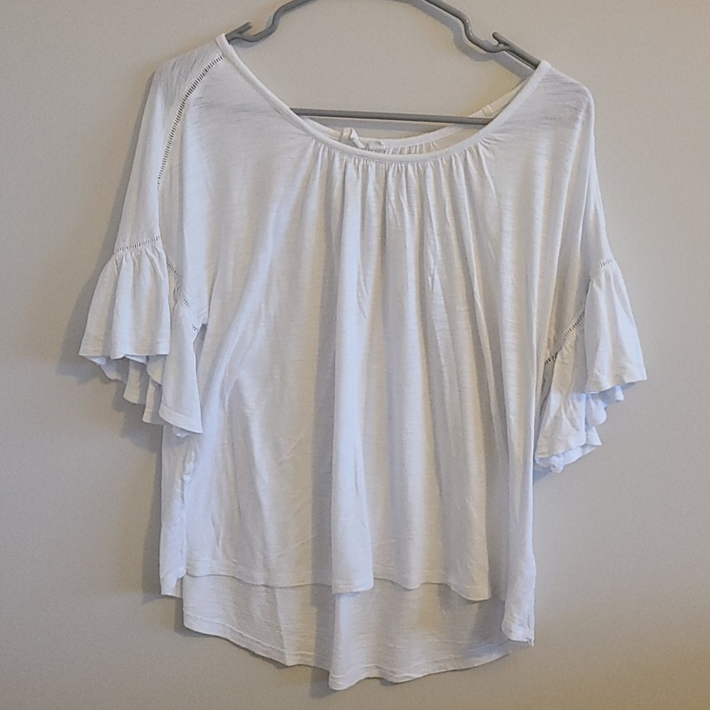 White frilled dress top